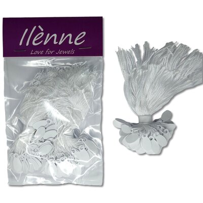 Kleine prijskaartjes met koord - 8x19 mm ovaal - 200 stuks - Wit -  prijslabels