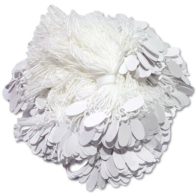 Kleine prijskaartjes met koord - 8x19 mm ovaal - ca. 1000 stuks - Wit -  prijslabels