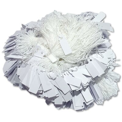 Kleine prijskaartjes met koord - 9x24 mm - ca. 1000 stuks - Wit -  prijslabels