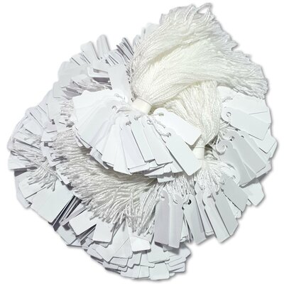 Kleine prijskaartjes met koord - 11x29 mm - ca. 1000 stuks - Wit -  prijslabels