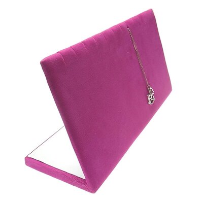 Kettinghouder / armbandenhouder / oorbellenhouder - fuchsia roze - velours stof - inkepingen
