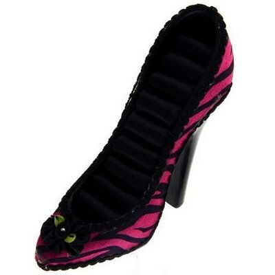 Ringenhouder - hakje voor ringen opbergen - zwart-roze getreept