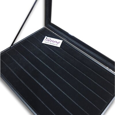 Ringendoos / Ringenhouder - Zwart - 100 ringen -35x24x4,5 cm - Met Deksel - Ringenbox