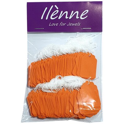 Kleine prijskaartjes met koord - 22x35 mm - 200 stuks - Oranje - prijslabels - draadetiketten - hangetiket gekleurd