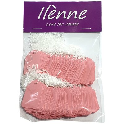 Kleine prijskaartjes met koord - 22x35 mm - 200 stuks - Roze - prijslabels - draadetiketten - hangetiket gekleurd