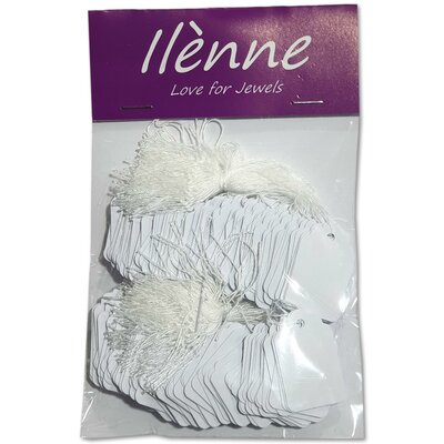Kleine prijskaartjes met koord - 22x35 mm - 200 stuks - Wit - prijslabels - draadetiketten - hangetiket