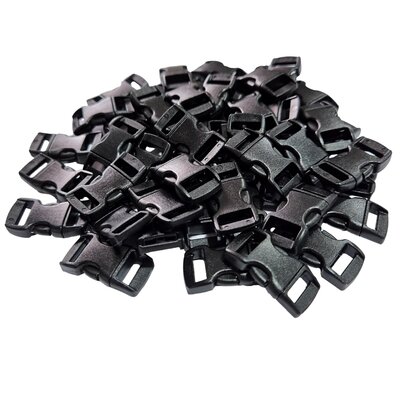Paracord sluiting Zwart - 50 stuks - kunststof – click sluitingen voor armband